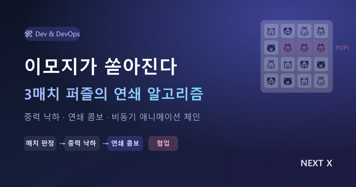 이모지가 쏟아진다 — 바닐라 JS로 만든 3매치 퍼즐